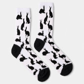 Bunny Silhouettes Pattern In Black Cute Easter Socken (Rechts)