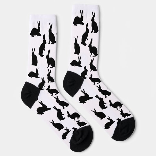 Bunny Silhouettes Pattern In Black Cute Easter Socken (Rechts)