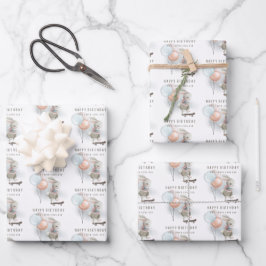Bunny Skateboard Geburtstagswrapping Paper Sheets Geschenkpapier Set