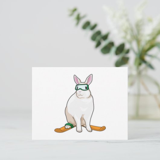 Bunny Skier Postkarte (Stehend Vorderseite)