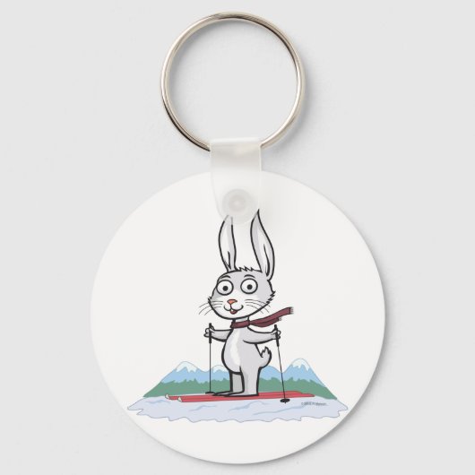Bunny Skiing Schlüsselanhänger (Vorderseite)