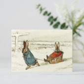 "Bunny Sleigh Ride" von Beatrix Potter Dankeskarte (Stehend Vorderseite)