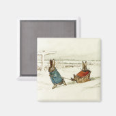 "Bunny Sleigh Ride" von Beatrix Potter Magnet (Vorderseite/Rückseite)