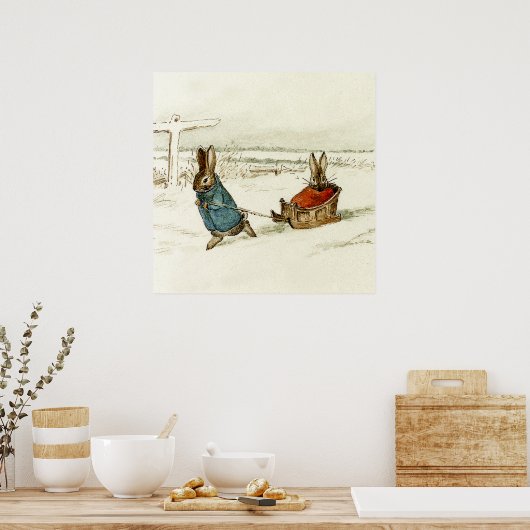 "Bunny Sleigh Ride" von Beatrix Potter Poster (Küche)