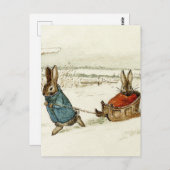 "Bunny Sleigh Ride" von Beatrix Potter Postkarte (Vorne/Hinten)