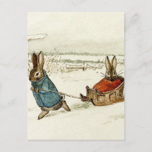 "Bunny Sleigh Ride" von Beatrix Potter Postkarte