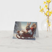 Bunny Sleigh Ride Weihnachten Karte (Gelbe Blume)