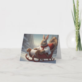 Bunny Sleigh Ride Weihnachten Karte