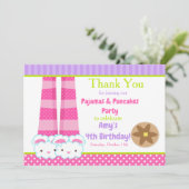 Bunny Slippers Pajamas & Pancakes Geburtstag Party Dankeskarte (Stehend Vorderseite)