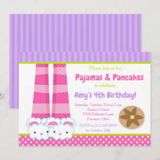 Bunny Slippers Pajamas & Pancakes Geburtstag Party Einladung
