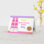 Bunny Slippers Pajamas & Pancakes Geburtstag Party Karte (Gelbe Blume)