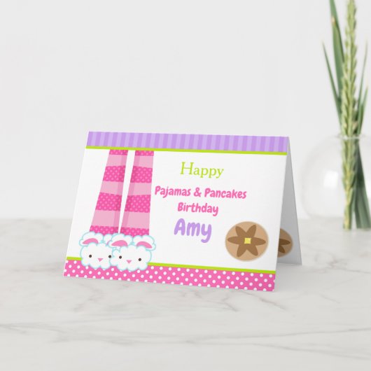 Bunny Slippers Pajamas & Pancakes Geburtstag Party Karte (Vorderseite)