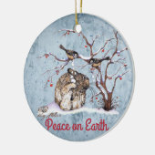 Bunny & Snow Birds Keramik Ornament (Links)