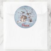 Bunny & Snow Birds Runder Aufkleber (Tasche)