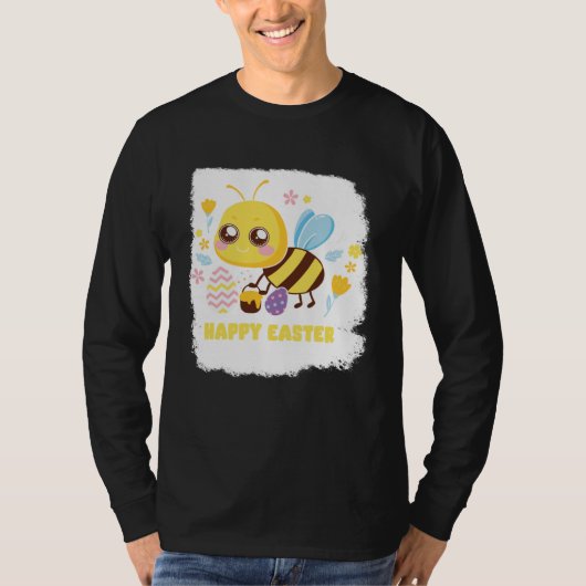 Bunny Spring Hunt Eggs bee Happy Easter Day T-Shirt (Vorderseite)