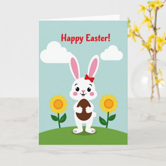 Bunny Springtime Scene Card Karte (Gelbe Blume)