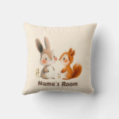 Bunny & Squirrel Woodland Friends | Kinderzimmer Kissen (Rückseite)