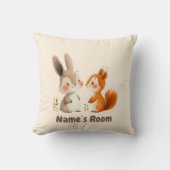 Bunny & Squirrel Woodland Friends | Kinderzimmer Kissen (Vorderseite)