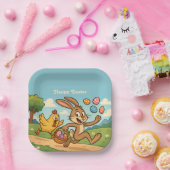 Bunny Steals Eggs from Chicken Humorvolle Osterkun Pappteller (Party)