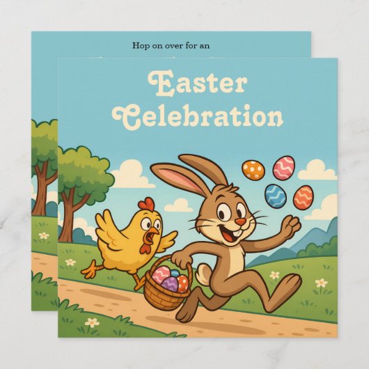 Bunny Steals Eggs | Funny Oaster Egg Hunt Einladung (Vorne/Hinten)
