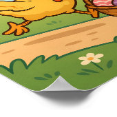 Bunny Steals Eggs von Hen | Funny Oaster Cartoon Poster (Ecke)