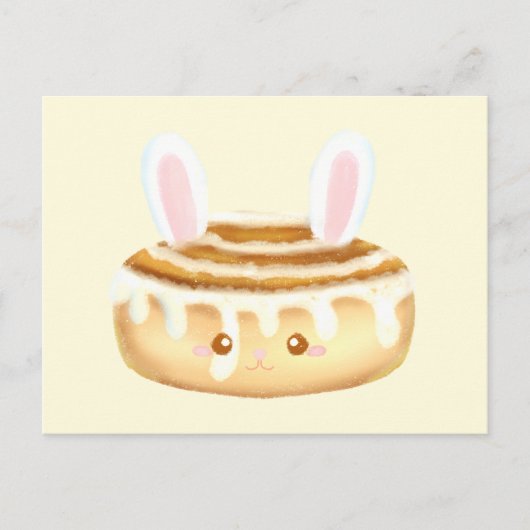Bunny Sweet Dessert Cinnamon Bun Postkarte (Vorderseite)
