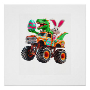 Bunny T-Rex Ostern Monster Truck Dino Lustig Junge Poster