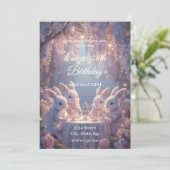 Bunny Tea Party Birthday Invitation – Dreamy Fairy Einladung (Stehend Vorderseite)