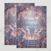 Bunny Tea Party Birthday Invitation – Dreamy Fairy Einladung (Vorne/Hinten)