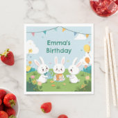 Bunny Tea Party Napkins | Cute Rabbit Birthday Serviette (Beispiel)