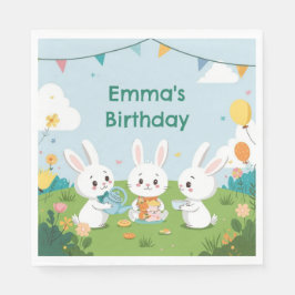 Bunny Tea Party Napkins | Cute Rabbit Birthday Serviette