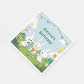 Bunny Tea Party Napkins | Cute Rabbit Birthday Serviette (Ecke)