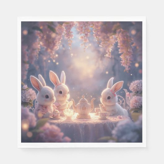 Bunny Tea Party Napkins – Dreamy Fairy Garden Serviette (Vorderseite)