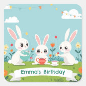 Bunny Tea Party Stickers | Cute Rabbit Birthday (Vorderseite)