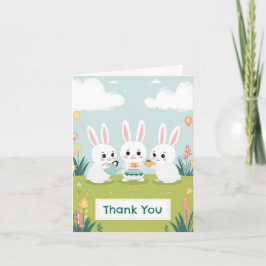 Bunny Tea Party Thank You Card | Cute Rabbit Girls Karte
