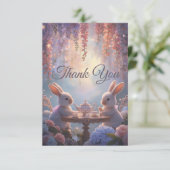 Bunny Tea Party Thank You Cards – Whimsical Fairy Dankeskarte (Stehend Vorderseite)