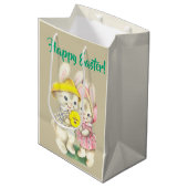 Bunny-Themed Ostergeschenktasche Ideal für Leckere Mittlere Geschenktüte (Vorderseite Schrägansicht)