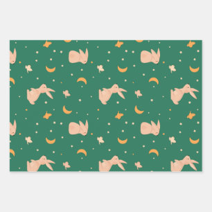 Bunny Themed Wrapping Paper Sheets Geschenkpapier Set