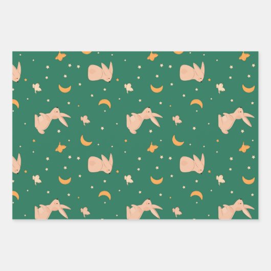 Bunny Themed Wrapping Paper Sheets Geschenkpapier Set (Vorderseite)