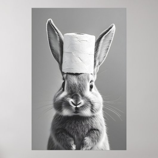 Bunny Toilet Paper Roll Bathroom Print, Funny Poster (Vorne)