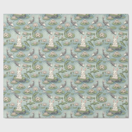 Bunny Tranquil Japanese-inspired pond Geschenkpapier (Flach)