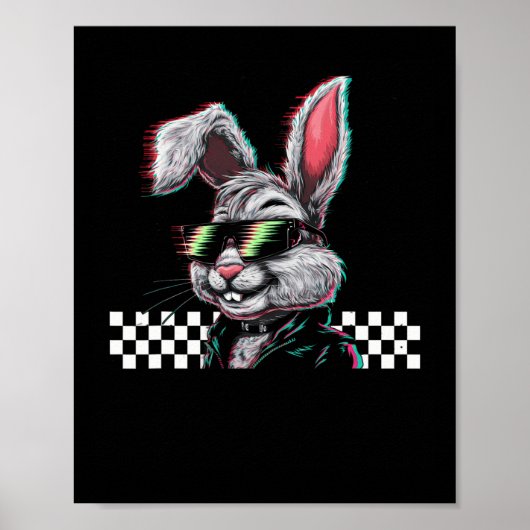 Bunny Trippy Vaporwave Ostern Techno Rave Edm Musi Poster (Vorne)