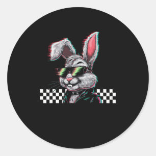 Bunny Trippy Vaporwave Ostern Techno Rave Edm Musi Runder Aufkleber
