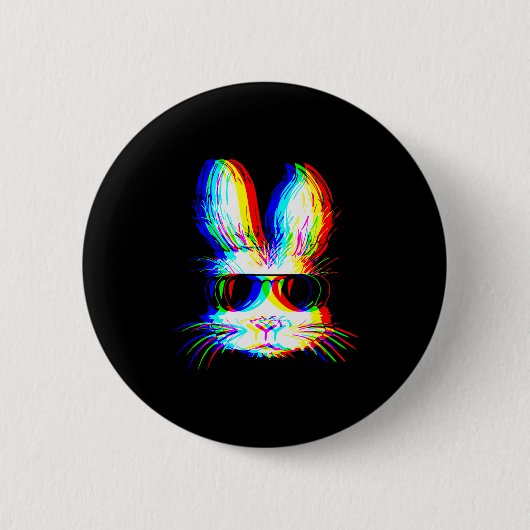Bunny Trippy Varwave Easter Techno Rave Edm Music  Button (Vorderseite)