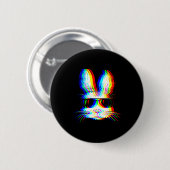 Bunny Trippy Varwave Easter Techno Rave Edm Music  Button (Vorne & Hinten)