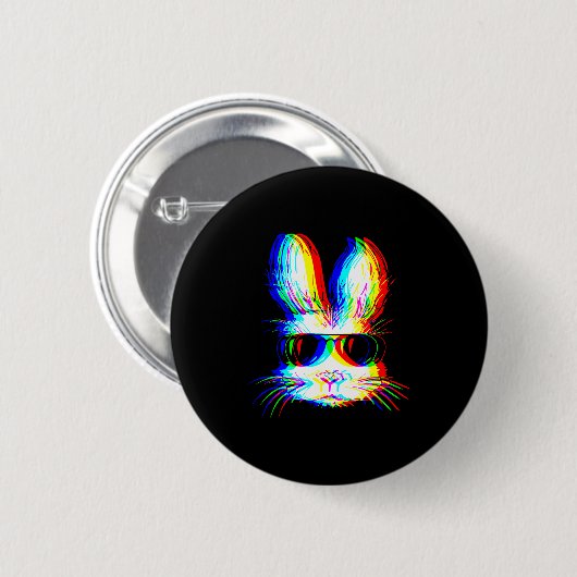 Bunny Trippy Varwave Easter Techno Rave Edm Music Button (Vorne & Hinten)