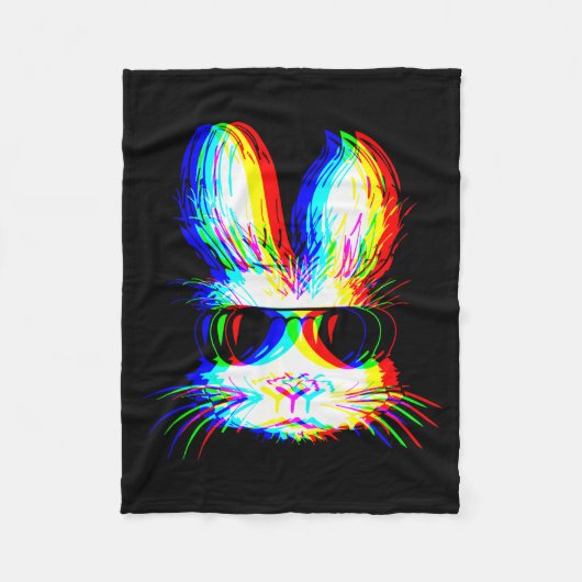 Bunny Trippy Varwave Easter Techno Rave Edm Music Fleecedecke (Vorderseite)