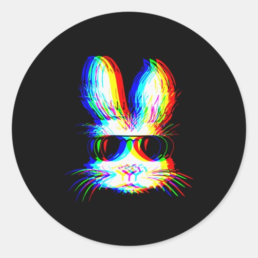 Bunny Trippy Varwave Easter Techno Rave Edm Music Runder Aufkleber (Vorderseite)