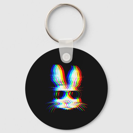 Bunny Trippy Varwave Easter Techno Rave Edm Music Schlüsselanhänger (Vorderseite)