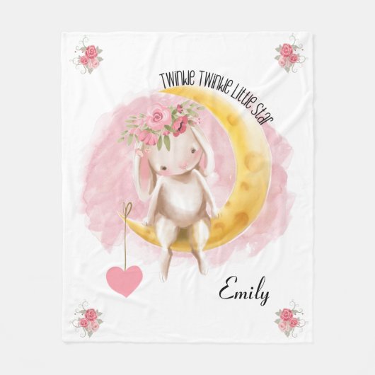 Bunny Twinkle Twinkle Little Star Kinderzimmer Rhy Fleecedecke (Vorderseite)